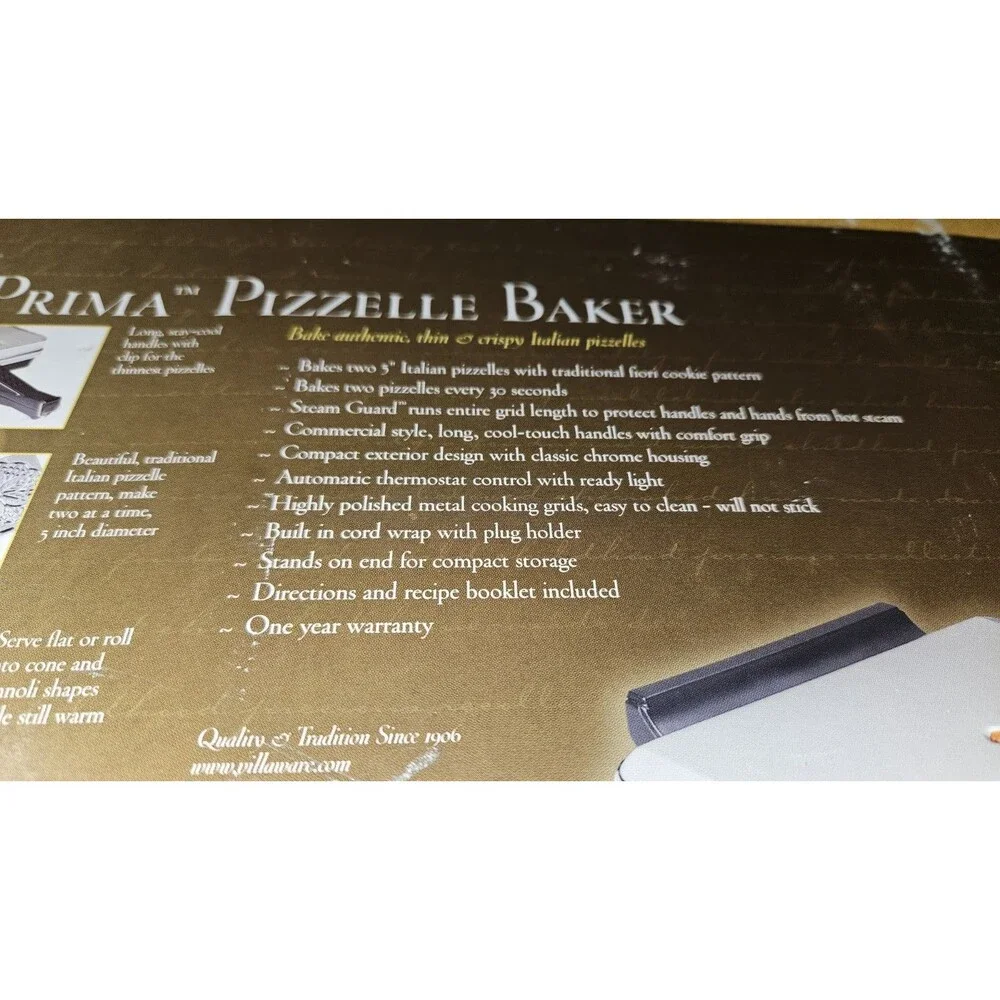 VillaWare 5000-NS Prima Pizzelle Baker Professional Series Model bake cook